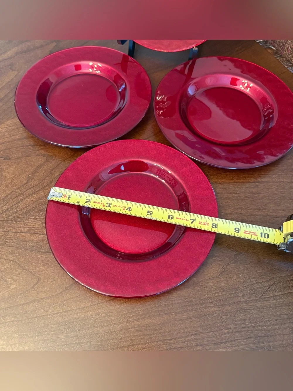 Set of 4 Vintage Pier 1 Imports Ruby Red 8.25” Glass Salad / Dessert Plates - #1